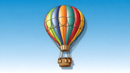 Obraz premium A colorful hot air balloon floating in the sky with clouds, showing a fun and adventurous flight through the air