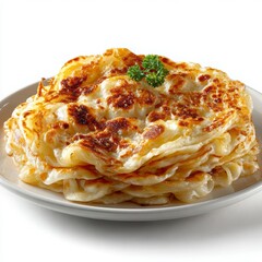 Delicious Golden Crispy Flatbreads Piled on a White Plate