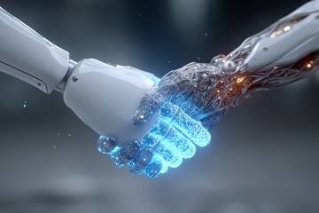 Futuristic Handshake Between Human and Robotic Hands in Partnership