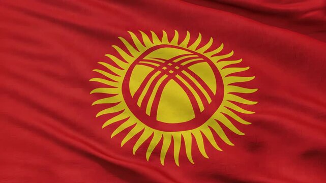 Waving Flag of Kyrgyzstan, Symbol of National Pride and Independence