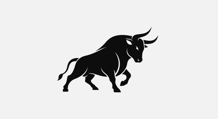 Black bull silhouette isolated against white background vector illustration