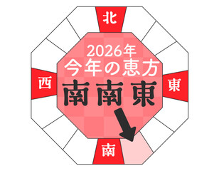 2026年　節分の恵方　南南東　恵方デザインのイラスト素材　1