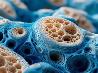 Abstract Macro View of Colorful Cells with Intricate Patterns