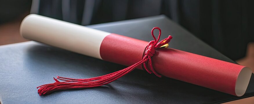 A Symbol of Academic Achievement: Diploma Scroll with a Vibrant Red Tassel