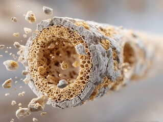 Close-Up View of Honeycomb Structure with Particle Dispersion