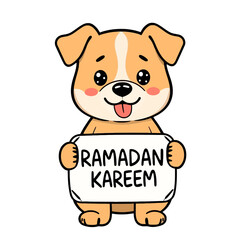 Fototapeta premium Cartoon Dog Ramadan Kareem Greeting