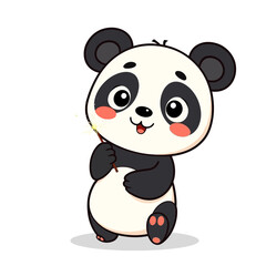 Naklejka premium Cartoon Panda Holding Firework