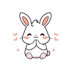 Fototapeta premium Cute White Bunny with Hearts