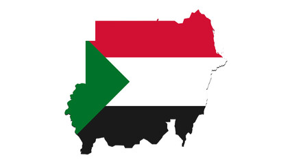Obraz premium Map of Sudan with national flag