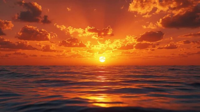 Golden Ocean Sunset on Mid Summer Summer Solstice
