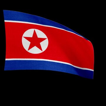 North Korea National Flag Close-Up Realistic Waving Video Flag Animation