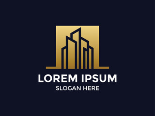 Minimalist Golden Skyscraper Logo for Luxury Apartment and Residential Branding