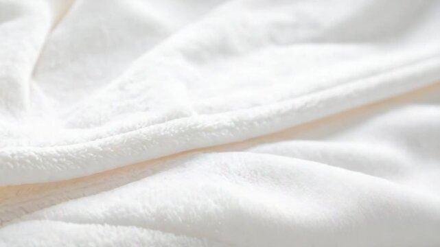 Soft White Fluffy Blanket Texture Close-up Cozy Fabric Background