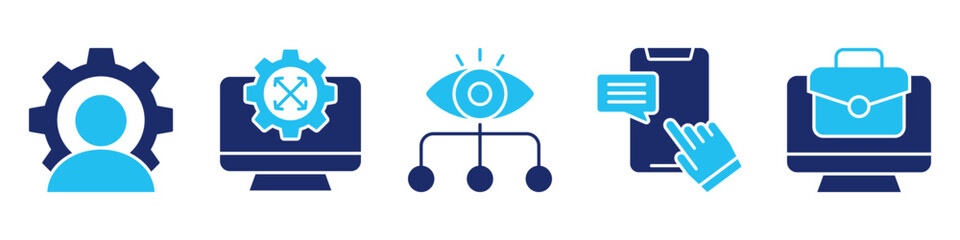 management role icon set collection, for business control concept with icons executive, control, supervision, interaction, job. simple vector glyph duotone illustration