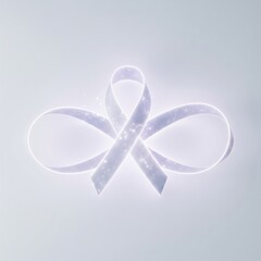 Fototapeta premium Sparkling Awareness Ribbon Symbol on Soft Gray Background