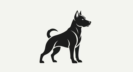 Obraz premium Black dog silhouette on cream background for design and commercial use
