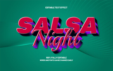 Salsa Night Editable Text Effect &ndash; Modern Neon Typography for Party, DJ, and Festival Design