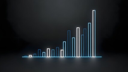 Abstract glowing bar graph illustration with varying heights on a dark background