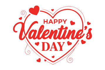 Happy Valentine?s Day Typography with Heart Frame Vector