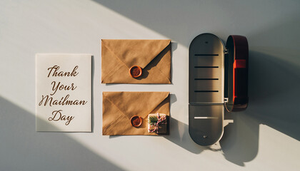 A warm thank you message with envelopes and a mailbox on a sunny day