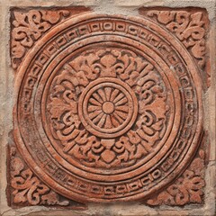Obraz premium Terracotta tile design with intricate patterns