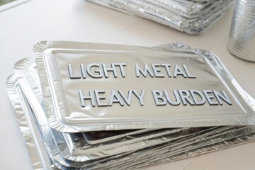 Peeled Aluminum Containers with Text