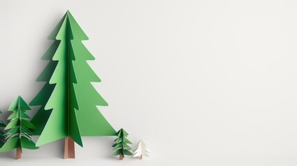 Creative Paper Craft Trees in Various Sizes Arranged on a Minimalist Background for Holiday Decor Inspiration