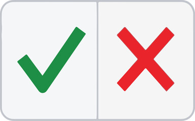 Interface Element buttons with green checkmark and red cross symbols for confirmation and cancellation actions on digital user interface