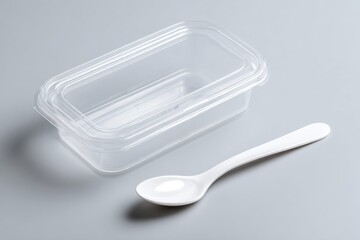 Plastic containers and cutlery placed nearby indicate , micro plastic contamination in food concept .