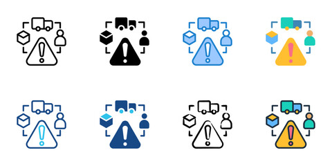 Supply Chain Risk icons set multiple style collection. Editable stroke 
