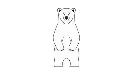 Naklejka premium Joyful Polar Bear Standing Tall With Outline On White Background For Arctic Wildlife Themes