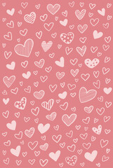 Naklejka premium Vector Valentine's Day background with hand-drawn hearts