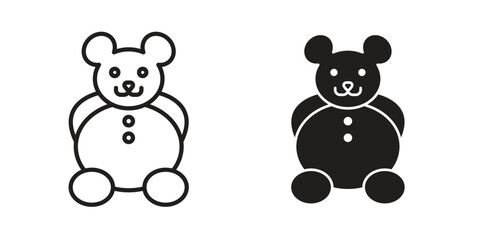 Teddy bear icons collection. Thin linear and black flat icons © jota