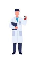 Fototapeta premium Male Scientist Holding Clipboard and Test Tube.