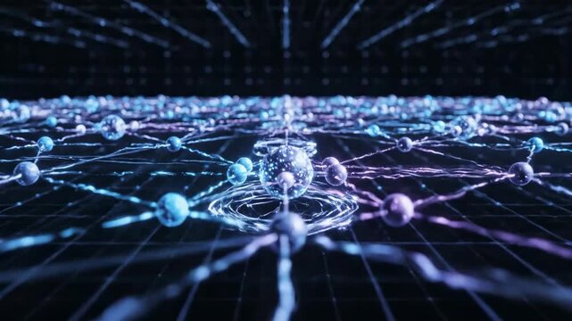 A Dynamic Exploration of a Complex Network: Visualizing Interconnected Particles and Octagonal Structures in a Digital Universe from Start to Finish
