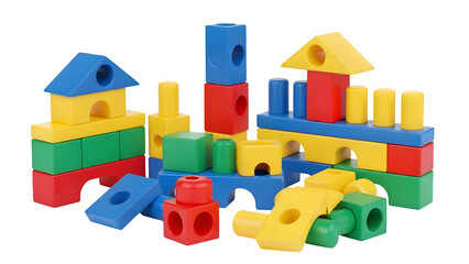 Colorful education blocks isolated on transparent background