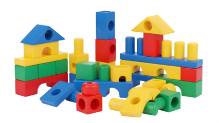 Colorful education blocks isolated on transparent background