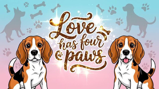 Charming Beagle Dog Pattern with the Adorable Quote 'Love has four paws' Design
