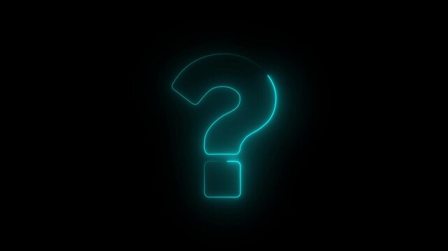 sine Neon Question Mark Icon Animation on Black Background