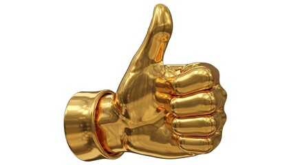 Golden thumbs up symbolizing approval and success