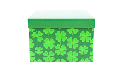 Green Gift Box with Four-Leaf Clover Pattern