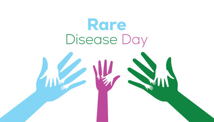 Obraz premium February is Rare Disease Day. Vector template Design for banner, greeting card, poster, prints, social media post ,flyer , T shirt with background.