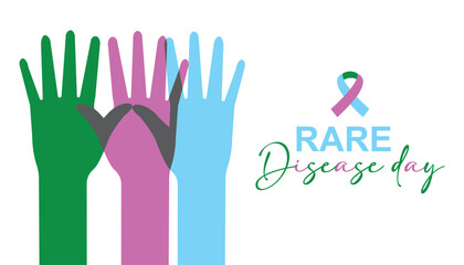 Fototapeta premium February is Rare Disease Day. Vector template Design for banner, greeting card, poster, prints, social media post ,flyer , T shirt with background.