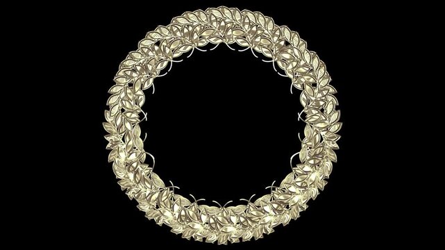 Golden Award Wreath Leaf Animation Black Background