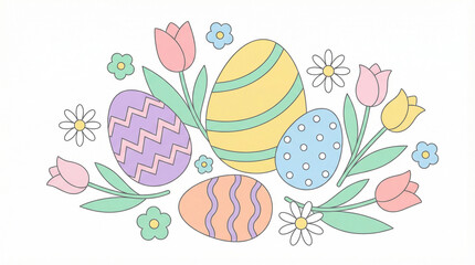 easter eggs and flowers