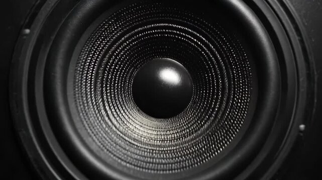 Close-up of a speaker showing detailed texture and design at a home audio setup during daytime with focus on sound equipment