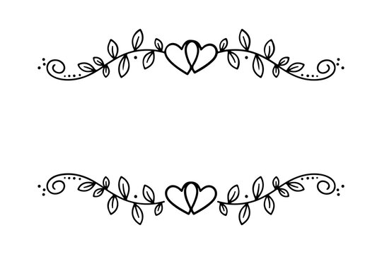 Romantic double heart frame with leaf vine for wedding