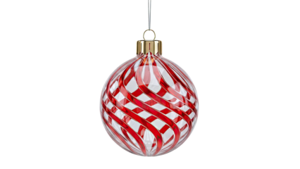 Clear Glass Christmas Ornament with Red Swirls