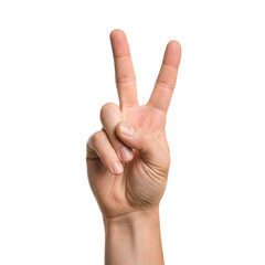 Male Hand Peace Sign Gesture Isolated
