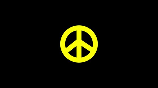 Peace icon isolated on grey background. Hippie symbol of peace. 4K Video motion graphic animation